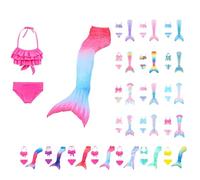 Ensemble bikinis 3 pièces pour fille - Jupe de princesse pour enfants - Costumes de déguisement étincelants de l'océan - Tankini d'été pour adolescente - Couverture de bain - Robe de piscine brillante