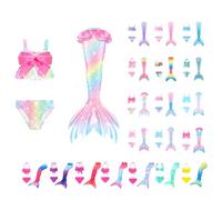 Ensemble bikinis 3 pièces pour fille - Jupe de princesse pour enfants - Costumes de déguisement étincelants de l'océan - Tankini d'été pour adolescente - Couverture de bain - Robe de piscine brillante