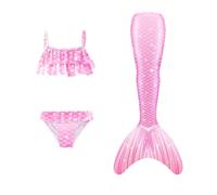 Ensemble bikinis 3 pièces pour filles et enfants - Costume de princesse avec paillettes de l'océan - Couverture de bain pour enfants - Costume aquatique brillant de 4 à 13 ans, 05 - Rose, 6 ans
