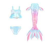 Ensemble bikinis 3 pièces pour filles et enfants - Costume de princesse avec paillettes de l'océan - Couverture de bain pour enfants - Costume aquatique brillant de 4 à 13 ans, 07-rose., 4-5 ans
