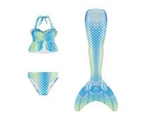 Ensemble bikinis 3 pièces pour filles et enfants - Costume de princesse avec paillettes de l'océan - Couverture de bain pour enfants - Costume aquatique brillant de 4 à 13 ans, 05-bu2, 4-5 ans