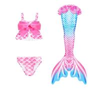 Ensemble bikinis 3 pièces pour filles et enfants - Costume de princesse avec paillettes de l'océan - Couverture de bain pour enfants - Costume aquatique brillant pour filles de 4 à 13 ans