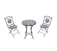 AXI Ensemble de bistrot Amélie – mosaïque bleu dauphin – table et 2 chaises pour jardin