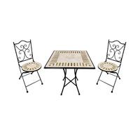 AXI - Ensemble bistrot Camilla - Table carrée, 2 chaises pliantes - Mosaïque Toscane marron