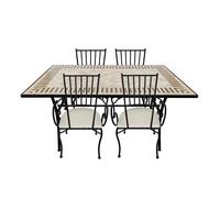 AXI Leonie Table et Chaise Bistrot, 4 Chaises 1 Table, Ensemble Bistro Extérieur, Mosaique Beige Toscane - Salon de Jardin Bistrot, Table Bistrot pour Jardin/Balcon/Terrasse