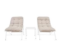 Monster Shop Ensemble Bistro Crème 3 Pièces, 2 Fauteuils Coussins Et Table