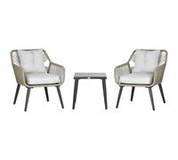 Ensemble Bistro De Jardin 2 Places 3 Pièces Contemporain Résine Grise Gris