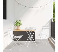 vidaXL Ensemble bistro pliant 3 pièces acier beige