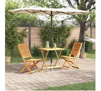 Ensemble bistro pliant - BURKE - Bois d'acacia massif - Finition huilée - Pliable - Trou pour parasol