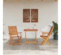 Ensemble bistro pliant Marron Bois d'Acacia Massif Mobilier de jardin vidaXL vid