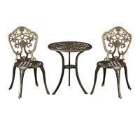 Outsunny Ensemble bistrot pour Jardin en Aluminium Salon de Jardin 3 pièces 2 chaises + 1 Table Ronde Imitation Fer forgé Bronze