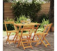 Ensemble Bistro Pliable 5 Pièces avec Coussins en Bois Massif d'Acacia 4105505