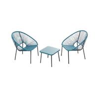 Concept Usine – Salon de jardin bistrot 3 pcs (2 fauteuils Oeuf+table Acapulco) – cordes PE, étanche
