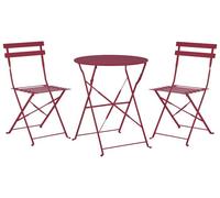 Ensemble bistrot avec table et 2 chaises rouge bordeaux FIORI