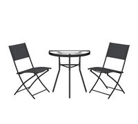 Ensemble Bistrot De Balcon Demi-Table 2 Chaises Noir