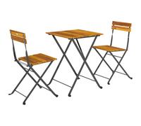 Outsunny Ensemble bistrot de Jardin 3 pièces, Salon de Jardin extérieur 2 Personnes avec 2 chaises et Table Basse en Bois d'acacia et Acier, mobilier de terrasse, Balcon, véranda, Effet Bois Naturel