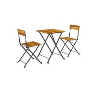 Outsunny Ensemble bistrot de Jardin 3 pièces, Salon de Jardin extérieur 2 Personnes avec 2 chaises et Table Basse en Bois d'acacia et Acier, mobilier de terrasse, Balcon, véranda, Effet Bois Naturel