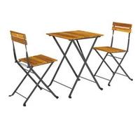 Outsunny Ensemble bistrot de Jardin 3 pièces, Salon de Jardin extérieur 2 Personnes avec 2 chaises et Table Basse en Bois d'acacia et Acier, mobilier de terrasse, Balcon, véranda, Effet Bois Naturel