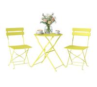 Ensemble bistrot de jardin - 3 pièces - table et 2 chaises pliantes à lattes san montage - métal -42x48x80cm - jaune