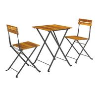 Outsunny Ensemble bistrot de Jardin 3 pièces, Salon de Jardin extérieur 2 Personnes avec 2 chaises et Table Basse en Bois d'acacia et Acier, mobilier de terrasse, Balcon, véranda, Effet Bois Naturel