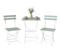 Ensemble bistrot d'extérieur pliable 3 pièces Outsunny, ensemble bistrot de jardin pour 2 personnes avec 2 chaises et une table, plateau en bois massif, pour jardin, terrasse, balcon, blanc et vert