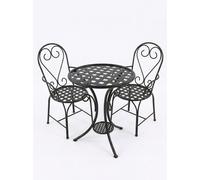 Ensemble bistrot métal 3 pièces 2 chaises avec accoudoirs et table ronde noir