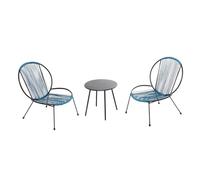 Concept Usine – Ensemble Rete : 2 fauteuils + 1 table basse, bleu