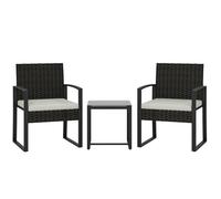 Ensemble bistrot rotin 3 pièces table basse et 2 fauteuils coussins amovibles crème Outsunny