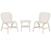 Ensemble Bistrot Table et Chaises Basses pour Jardin Matériau Synthétique Blanc