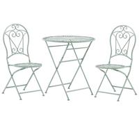 Ensemble Bistrot Table et Chaises Pliantes en Métal Vert avec Ornaments Décoratifs pour Jardin Terrasse ou Balcon Classique et Romantique Beliani