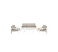 Ensemble Blanc de 4 Pièces de Jardin Extérieur en Aluminium