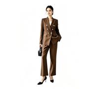 Ensemble blazer à double boutonnage pour femme 2 pièces, marron, XS