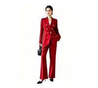 Ensemble blazer à double boutonnage pour femme 2 pièces, Rouge, XL