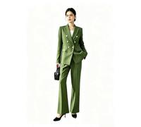 Ensemble blazer à double boutonnage pour femme 2 pièces, Vert, XS