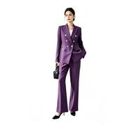 Ensemble blazer à double boutonnage pour femme 2 pièces, violet, XS