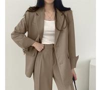 Ensemble blazer et pantalon pour femme pour une élégance décontractée, parfait pour les vacances et le quotidien (S kaki)