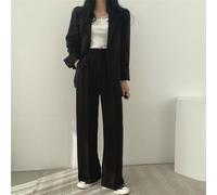 Ensemble blazer et pantalon tendance 2 pièces pour femme élégant printemps et automne (M noir)