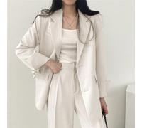Ensemble blazer et pantalon tendance pour femme - Tenue à manches longues pour printemps/automne (XL beige)