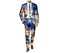Ensemble Blazer Homme Noel Costume Fêtes De Fin D'année Sapin Noël Bordeaux Chic Veste Pantalon Stretch Confort Droit Élégant Réception Gala Joyeux Lavage Professionnel Recommandé pour Tenue Fête