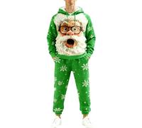 Ensemble Blazer Homme Noel,Suits Masculins Élégants - Ensemble Décontracté Hivernal sans Poches - Style Festif Confort Optimal pour Saison Froide (Green, S)