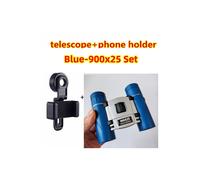 (Ensemble bleu 900x25) Jumelles HD puissantes et colorées, longue portée, grossissement élevé, télescope