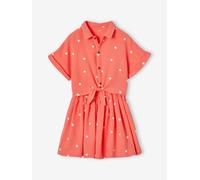 Ensemble blouse à nouette et jupe fille corail 7A