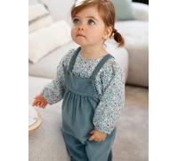 VERTBAUDET Ensemble blouse et salopette velours bébé fille bleu céleste 3M(60CM)