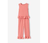 Ensemble blouse pantalon volants corail 3A
