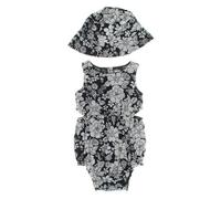 Ensemble body et bonnet 600462 bébé fille-Noir à motifs 18-24 mois