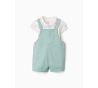 Ensemble Body Et Salopette En Coton Vert Clair 1/3M(54/60)