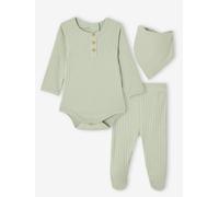 Ensemble body + legging + foulard bébé vert sauge 9M(71CM)