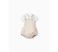 Ensemble Body-polo + Barboteuse En Sergé Blanc 3/6M(60/67)