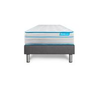 Ensemble BODYMAX 90 x 200 cm Sommier Kit GRIS - 26cm - Mmoire de forme et micro ressorts ensachs - Enveloppant - Sommier kit Gris
