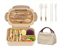 Ensemble Boîte à Bento pour adultes, boîte à lunch avec 3 compartiments, récipients alimentaires avec ustensiles, pot à sauce, caissettes à muffins, micro-ondes et lavage au lave-vaisselle sécuritaire